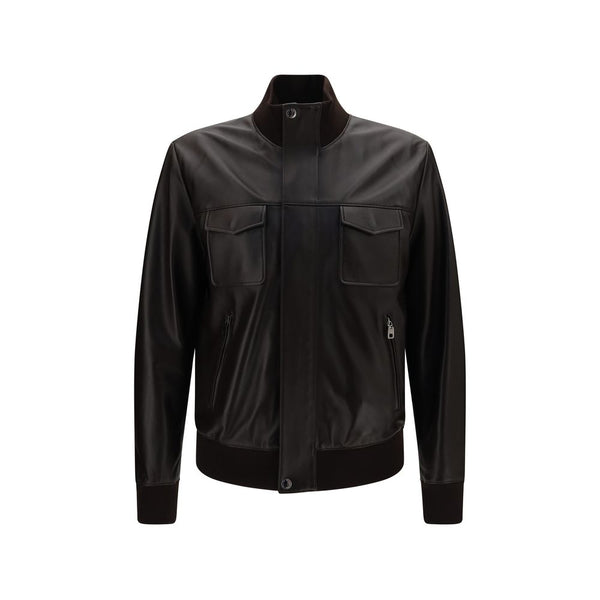 Dolce & Gabbana Brown Lamb Ovis Aries Bomber