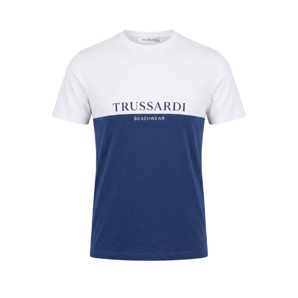 Trussardi Beachwear Blue Cotton Men T-Shirt
