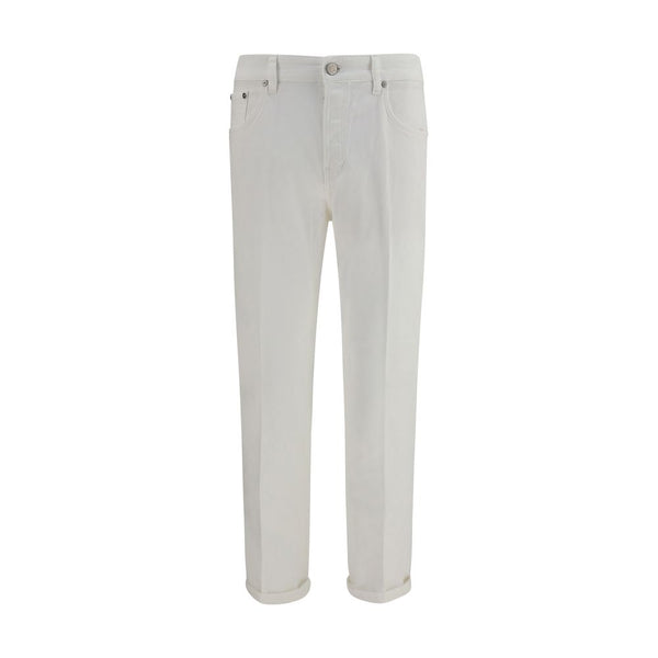 PT Torino White Cotton Slim Fit Jeans