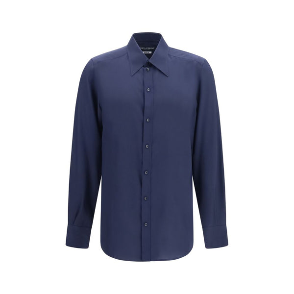 Dolce & Gabbana Blue Silk Dress Shirt