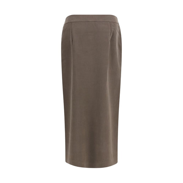 Giorgio Armani Brown Silk Long Skirt