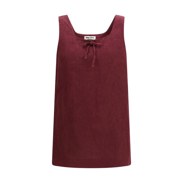 Miu Miu Bordeaux Linen Casual Dress