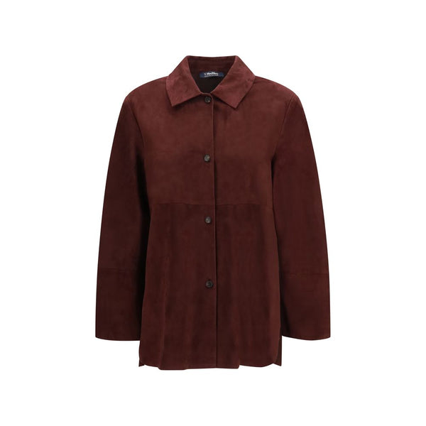 'S Max Mara Bordeaux Lamb Ovis Aries Leather Jacket