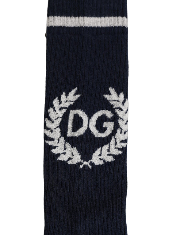 Dolce & Gabbana Men Navy Blue DG Logo Mid Calf Accessory Socks