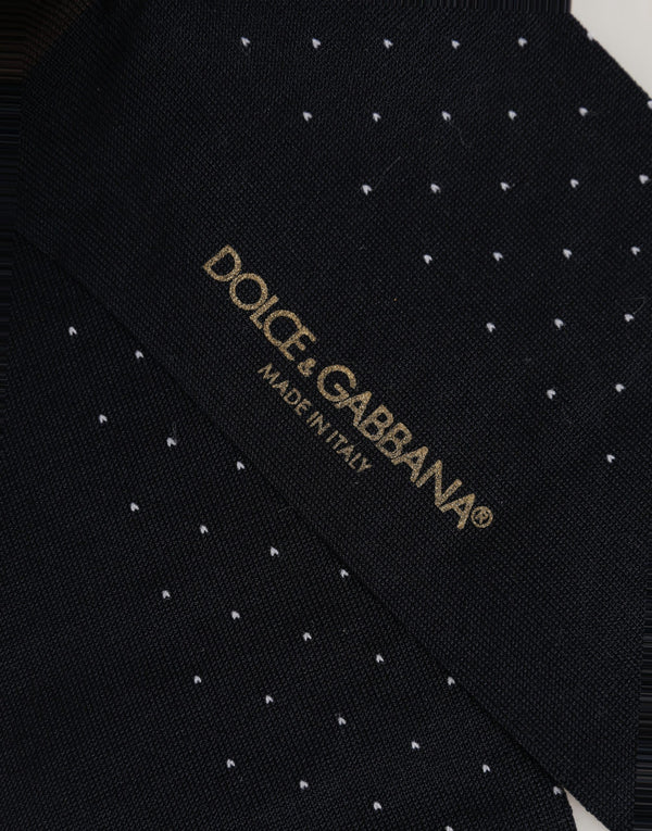 Dolce & Gabbana Men Black Cotton Polka Dot Over The Calf Socks