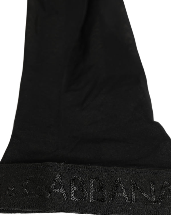 Dolce & Gabbana Black Nylon Logo Calf Long Women Accessory Socks