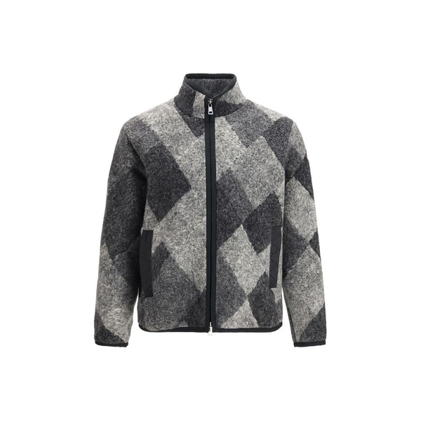 Moncler Gray Wool Oves Aries Full-Length Jacket