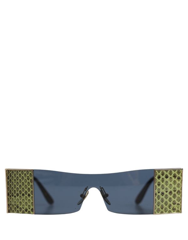 Dolce & Gabbana Gold Metal DG2263 Rectangle Snakeskin Frame Sunglasses