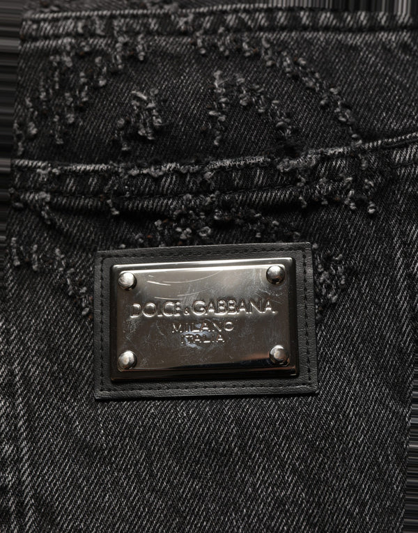 Dolce & Gabbana Dark Gray Cotton WideLeg Oversize Denim Jeans