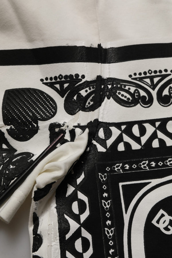 Dolce & Gabbana White Bandana Print Cotton Crew Neck T-shirt