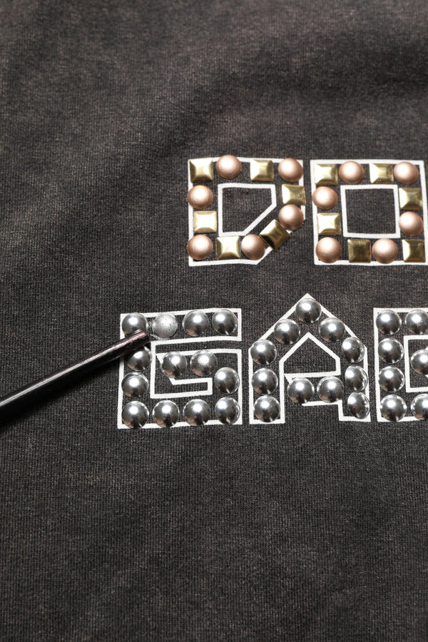 Dolce & Gabbana Gray Cotton Logo Stud Embellished T-shirt