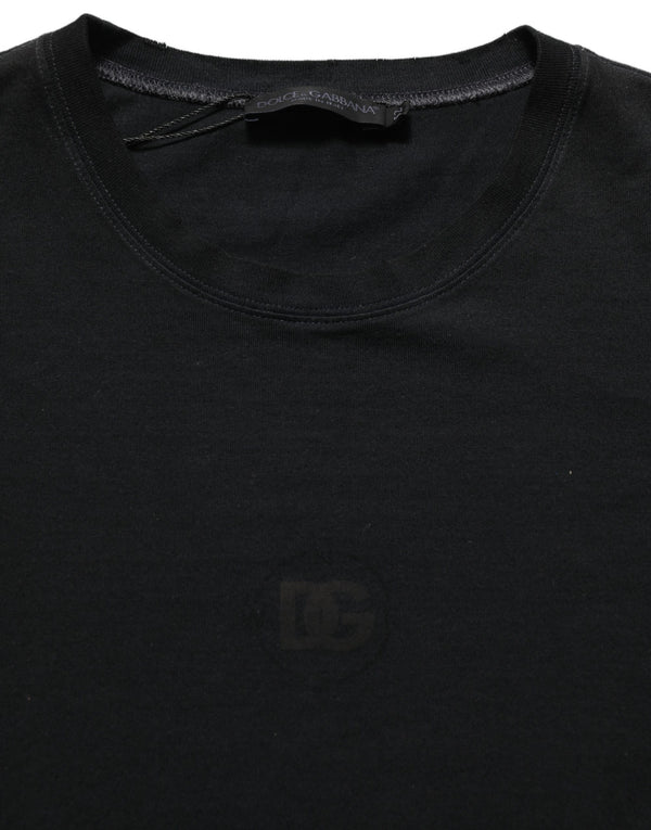 Dolce & Gabbana Black Cotton Short Sleeve Crew Neck T-shirt
