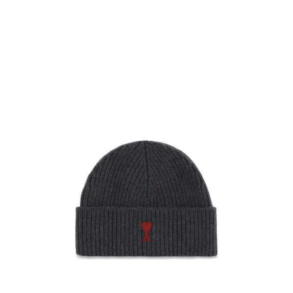 Ami Paris Gray Wool Oves Aries Beanie