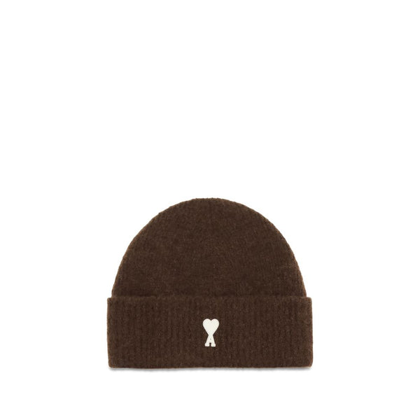 Ami Paris Brown Wool Oves Aries Beanie