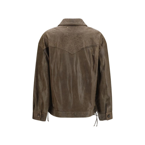 Golden Goose Brown Calf Leather Bos Taurus Leather Jacket