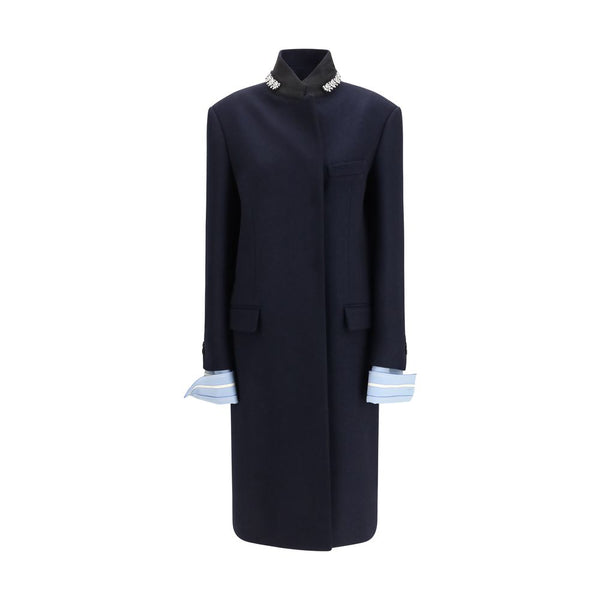Prada Blue Wool Oves Aries Coat