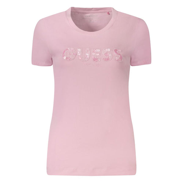 Guess Jeans Pink Cotton T-Shirt