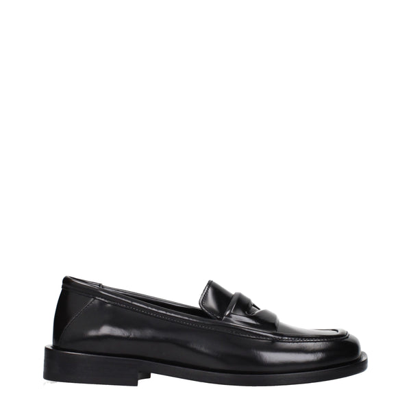 The Attico Black Leather Slip-On Loafers