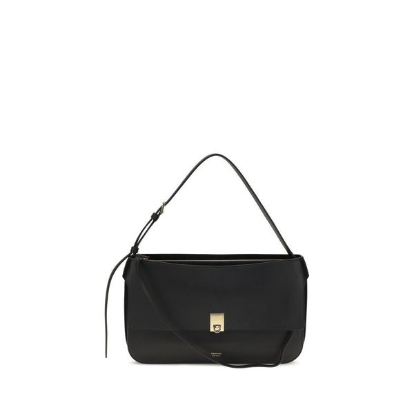 Ferragamo Black Calf Leather Bos Taurus Shoulder Bag