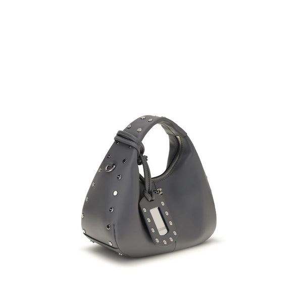 Ganni Gray Leather Shoulder Bag