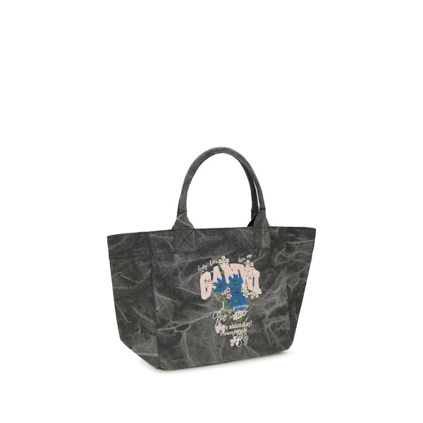 Ganni Gray Cotton Shoulder Bag