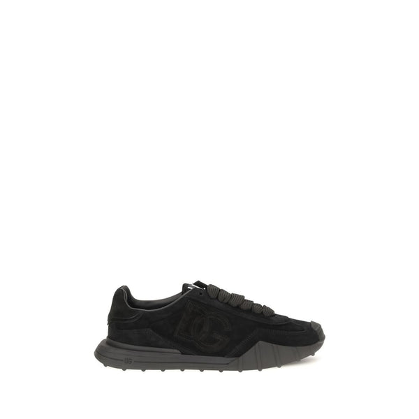 Dolce & Gabbana Black Calf Leather Bos Taurus Athletic Sneakers