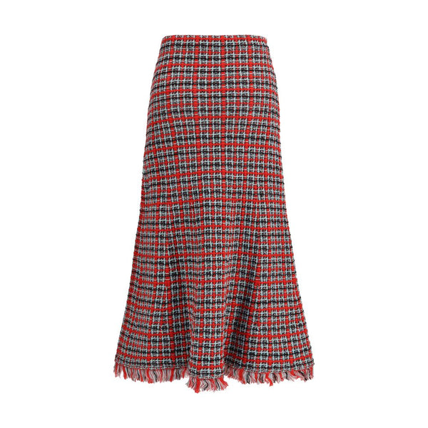 Self-Portrait Red Cotton Midi Skirt