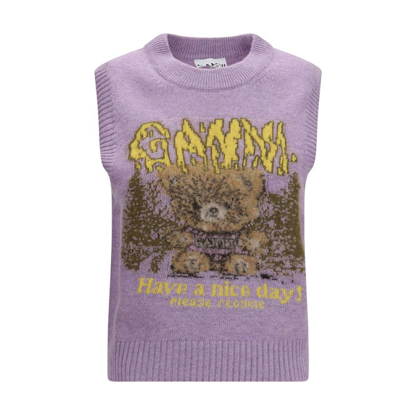 Ganni Purple Alpaca Vicugna Pacos Sleeveles Sweater
