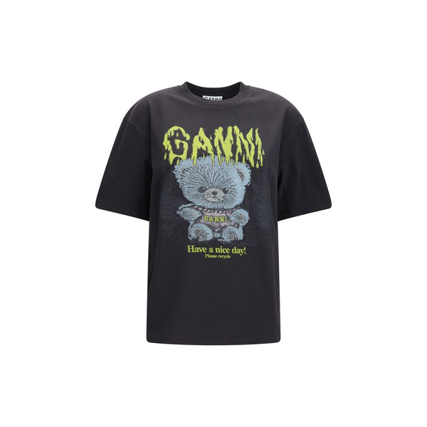 Ganni Gray Cotton T-Shirt