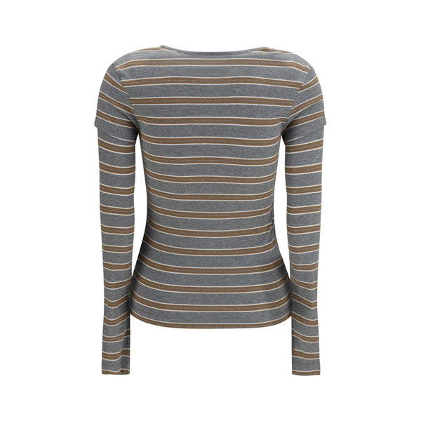 Ganni Gray Cotton Long Sleeve T-Shirt