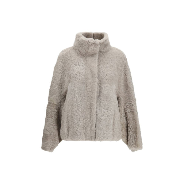 Brunello Cucinelli Gray Faux Fur Full-Length Jacket