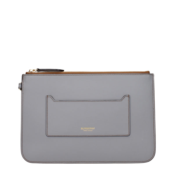Burberry Gray Leather Clutch Bag
