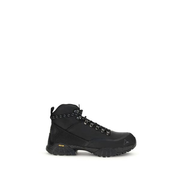 ROA Black Rubber Lace-Up Boots