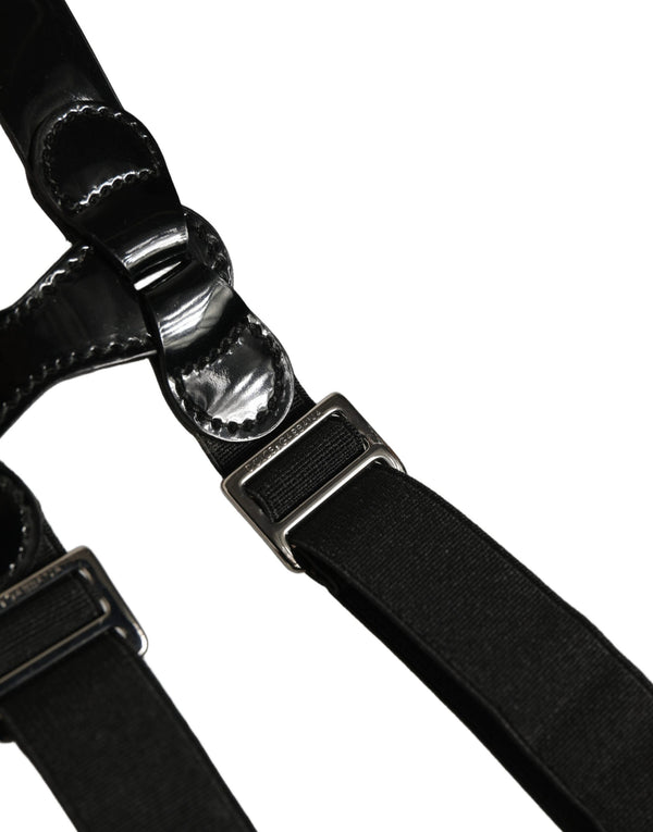 Dolce & Gabbana Black Adjustable Silver Metal Clips Suspenders