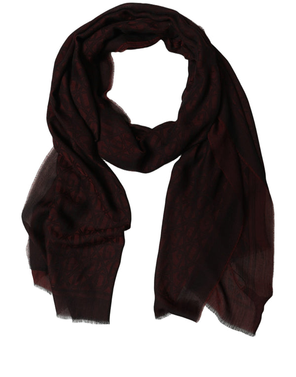 Dolce & Gabbana Dark Red Modal Frayed Edge Lace Stole Scarf