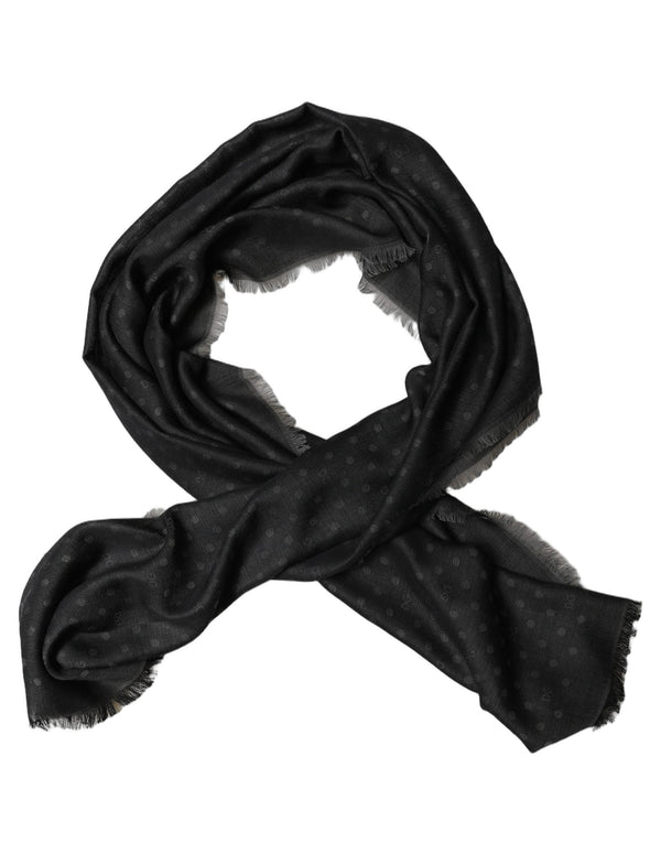Dolce & Gabbana Men Black Viscose Polka Dot Fringe Shawl Lace Stole