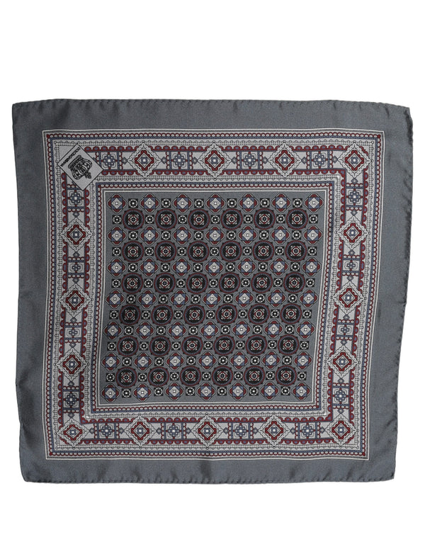 Dolce & Gabbana Gray Geometric Pocket Square Foulard Scarf