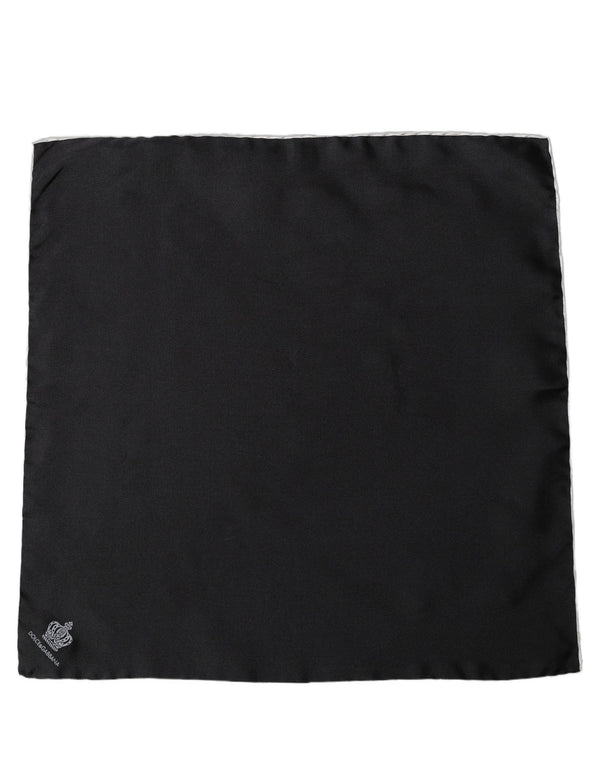 Dolce & Gabbana Men Black Silk Pocket Square Foulard Scarf