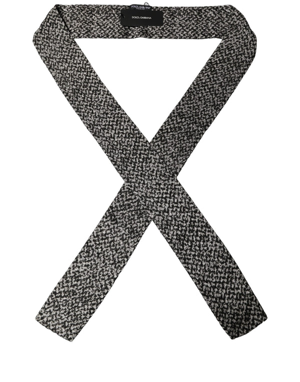 Dolce & Gabbana Black White Herringbone Tweed Shawl Scarf