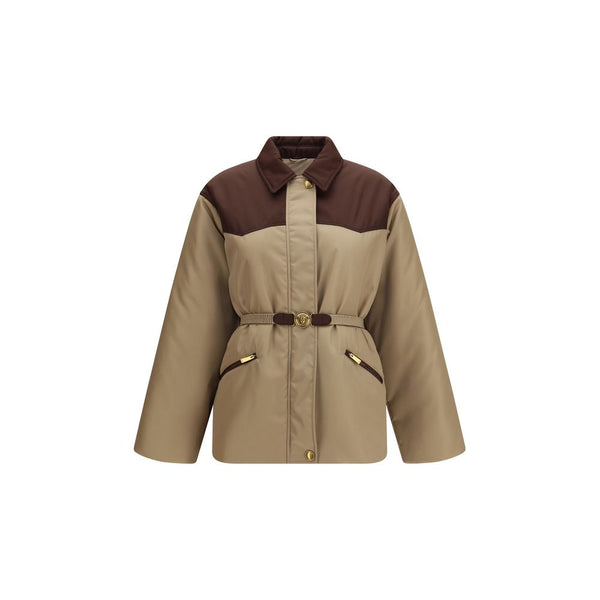 Versace Beige Nylon Full-Length Jacket