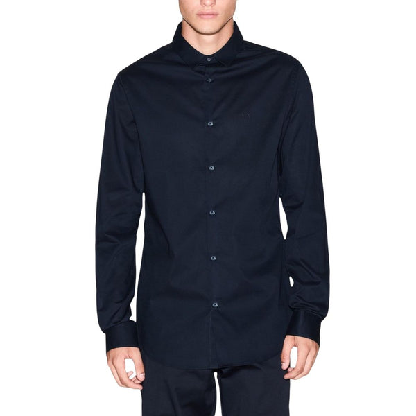 Armani Exchange Blue Cotton Dress Shirt