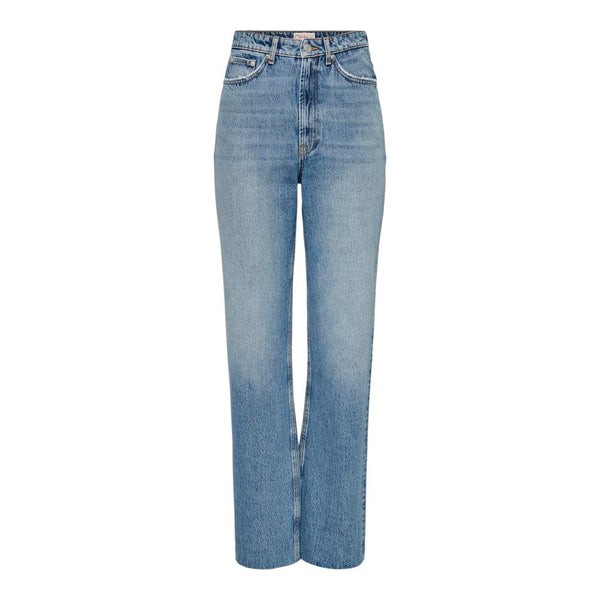 Only Light Blue Cotton Relaxed Fit Jeans