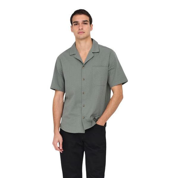 Only & Sons Green Cotton Shortsleeve Shirt