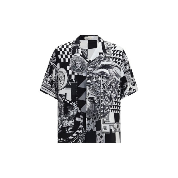 Versace Black Silk Pattern Shirt