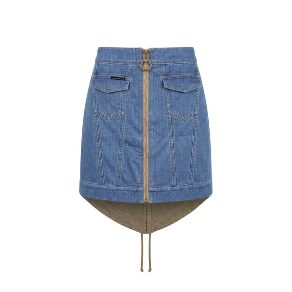 Philipp Plein Blue Cotton Women Skirt