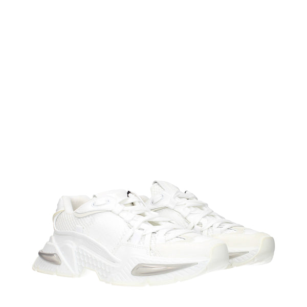 Dolce & Gabbana White Fabric Athletic Sneakers