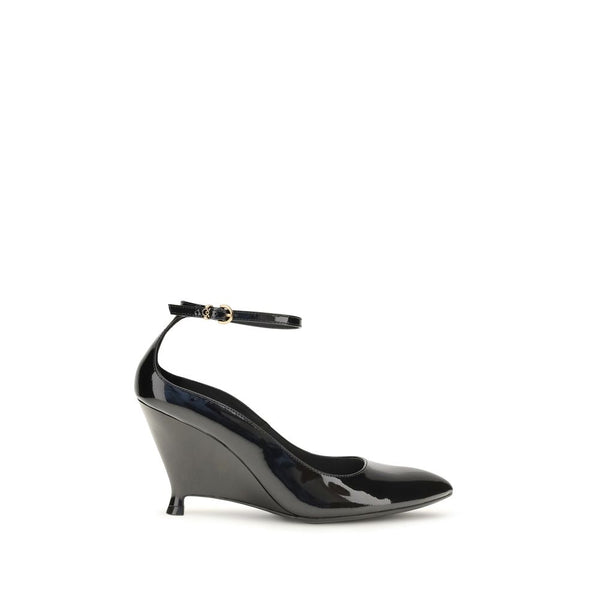 PINKO Black Calf Leather Bos Taurus Platform Pumps