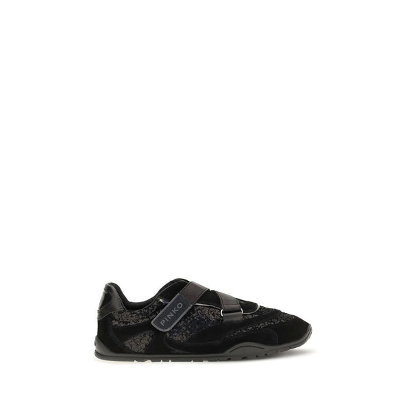 PINKO Black Suede Leather Athletic Sneakers