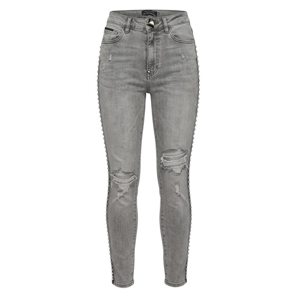 Philipp Plein Grey Cotton Women Pants