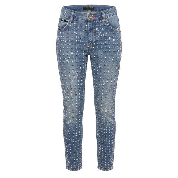 Philipp Plein Blue Cotton Women Jeans